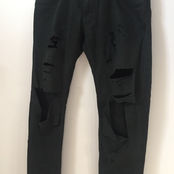 Ralph Lauren Ripped + Distressed Sons of Anarchy Style Black Jeans Denim 30 - Picture 3 of 11